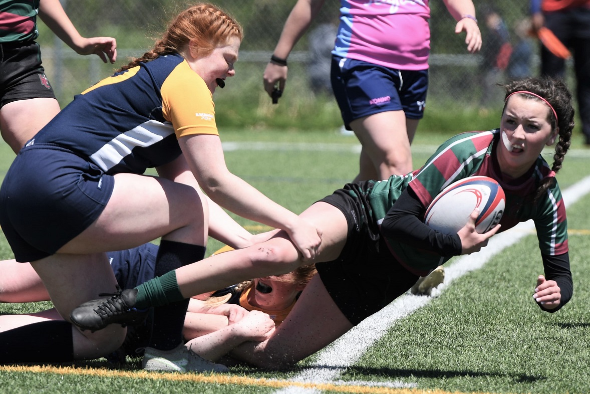 during their opening game to the OFSAA AAA girls' rugby championship, ...
